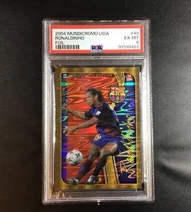 RONALDINHO 2004 Mundicromo Liga “ SILVER FOIL INSERT “ #48 PSA 6 EX-MT BARCA - Picture 1 of 2