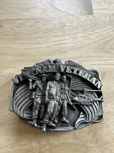 Fibbia per cintura veterano Vietnam peltro 1989 vintage made in USA Siskiyou - Foto 1 di 12