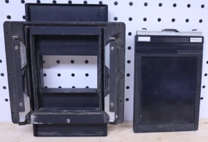 GRAFLEX SLIDING FILM BACK 2 1/4" x 3 1/4" - TWO EXPOSURES ON 4X5 FILM W/ Holder - Picture 1 of 14