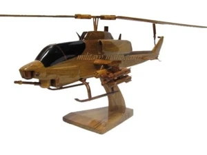 Modelo de helicóptero Bell AH-1W USMC Marine Super Cobra madera caoba cañonera de madera - Imagen 1 de 5