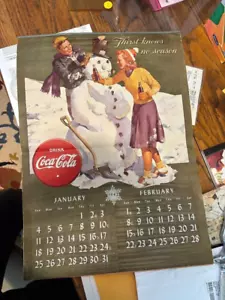 1942 Coca Cola Complete Calendar Home Front Wartime Artwork Very Rare 6 pages - Picture 1 of 4