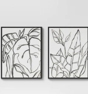 24" x 30" Botanical Sketch Framed WallCanvas White/Black - Project 62™: Art Set - Picture 1 of 9