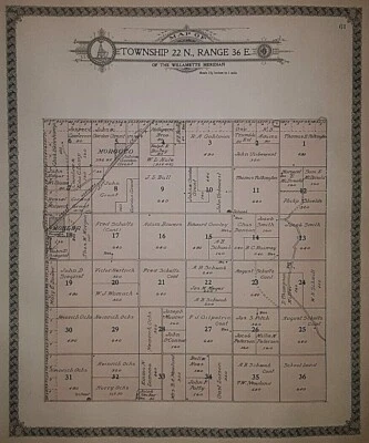 Mapa Plat 1911 ~ Twp. 22N-36E - LINCOLN Co., WASHINGTON ~ MOHLER - MARRUECOS Foto 1 de 2