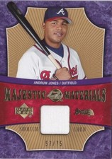 Braves Andruw Jones 2005 Upper Deck Sweet Spot Majestic Materials G-U jersey /75