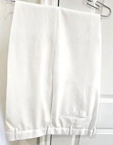Pantalones de vestir BLANCOS PARA HOMBRE talla 44 por CTR Temple Ready botones para tirantes + corbata - Imagen 1 de 11