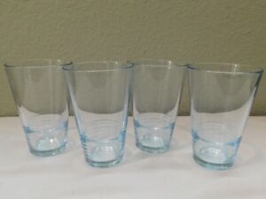 (4) Ikea Vanlig Stacking Stackable 16 oz. Tumblers Glasses 5 5/8 inch Blue