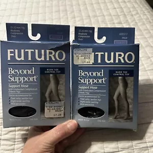 FUTURO Compression Beyond Support Hose Blk 10-20 mm Hg 006517 Women’s Queen (2) - Picture 1 of 8