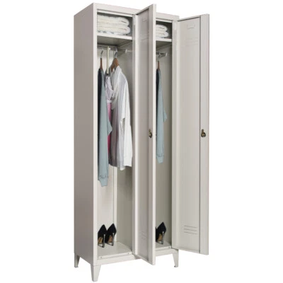 BAKAJI Armadio Guardaroba in Metallo a 2 Ante con Asta Appendiabiti e Ripiano Superiore