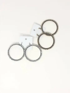 Orecchino a cerchio Free People in metallo con perline nuovo con etichetta $ 38 - Foto 1 di 12