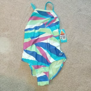 Speedo NWT Girls Size 16 One-Piece Vibe Collection Swimsuit, Paradise Green, NEW - Picture 1 of 7