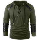 Vintage Lace Up Hooded T Shirts Mens Medieval Court Style Fashion Sizes M 2Xl