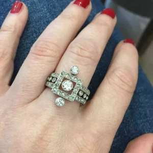 Art Deco Vintage Stil Lab Created Diamant Damen Verlobung 14k Weißgold FN - Bild 1 von 2