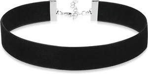 Black Choker Necklace Classic Plain Black Choker Velvet Choker Necklace Gothic J - Picture 1 of 7