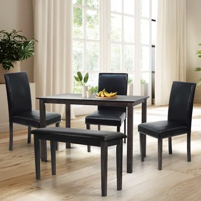 5 Pc Dining Set of Rectangular Table, 3 Falabella Chairs and 1 Bench, Classic - Image 1 of 4