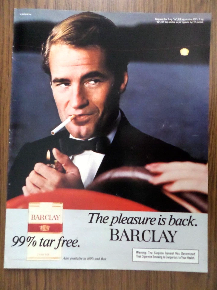 Barclay Cigarettes Ad 1981 The Pleasure is Back   Foto 1 de 1