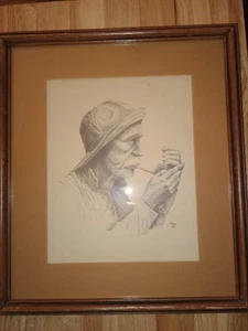 Vintage 70er gerahmtes Bild "Seekapitän" von Joni Eareckson Tada 13 x 15 - Bild 1 von 17