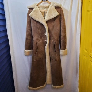 True Vintage 60s 70s Sheepskin Shearling Penny Lane Coat From Dayton's Oval Room - Picture 1 of 9