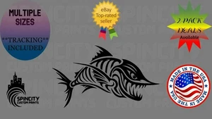 Calcomanía de vinilo esqueleto barco pez gráfico remolque aparejos de pesca caja pegatina grande - Imagen 1 de 11