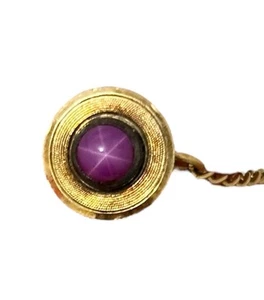 Vintage LaMode Tie Tack Star Ruby 14K Face w/ 12K GF Bar Mid Century Mens - Picture 1 of 11