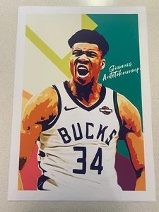 GIANNIS ANTETOKOUNMPO-MILWAUKEE BUCKS-40CM(W)x60CM(L) CANVAS PRINT-(ROLLED) - Picture 1 of 4