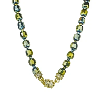 Collar magnético Kirks Folly verde brillante cristal cuentas esfinge tono dorado Foto 1 de 4