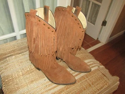 Botas de montaña ahumadas para mujer talla 9 marrón gamuza flecos vaquero glicinia 6566 Foto 1 de 4