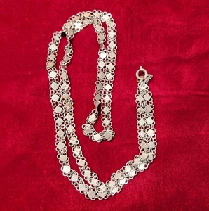 32" Indian Silver Necklace Flower Shape Links 19.34 gm READ - Picture 1 of 6