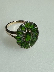 Russischer Chromdiopsid Traum Ring Gr 18 grün Funkeln 2,7 Karat 375iger gelbgold - Bild 1 von 6