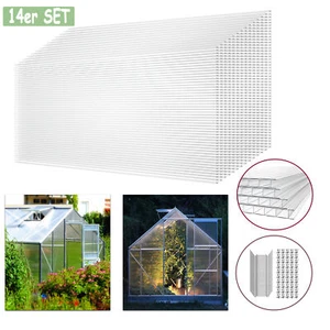 14x PC Doppelstegplatten Gewächshaus Platten Polycarbonat Hohlkammerplatte 4mm - Bild 1 von 14