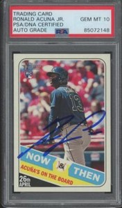 2018 Topps Heritage Now & Then #NT14 Ronald Acuna Jr RC Gem Mint PSA DNA 10 Auto