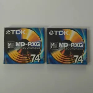 2 TDK Minidisc md-rgx 74 min recordable mini disc sellée super precision shell - Photo 1/7
