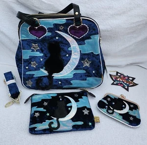 Irregular Choice Starry Night Cat In The Moon Bag/ Clutch bag & coin purse - Picture 1 of 5