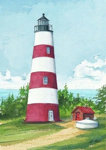 Faro de la isla de Sapelo Georgia estampados artísticos en acuarela - Imagen 1 de 2