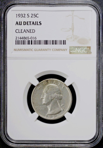 1932-S Washington Silver Quarter *Graded Ngc Au Details* Key Date! Free S/H!