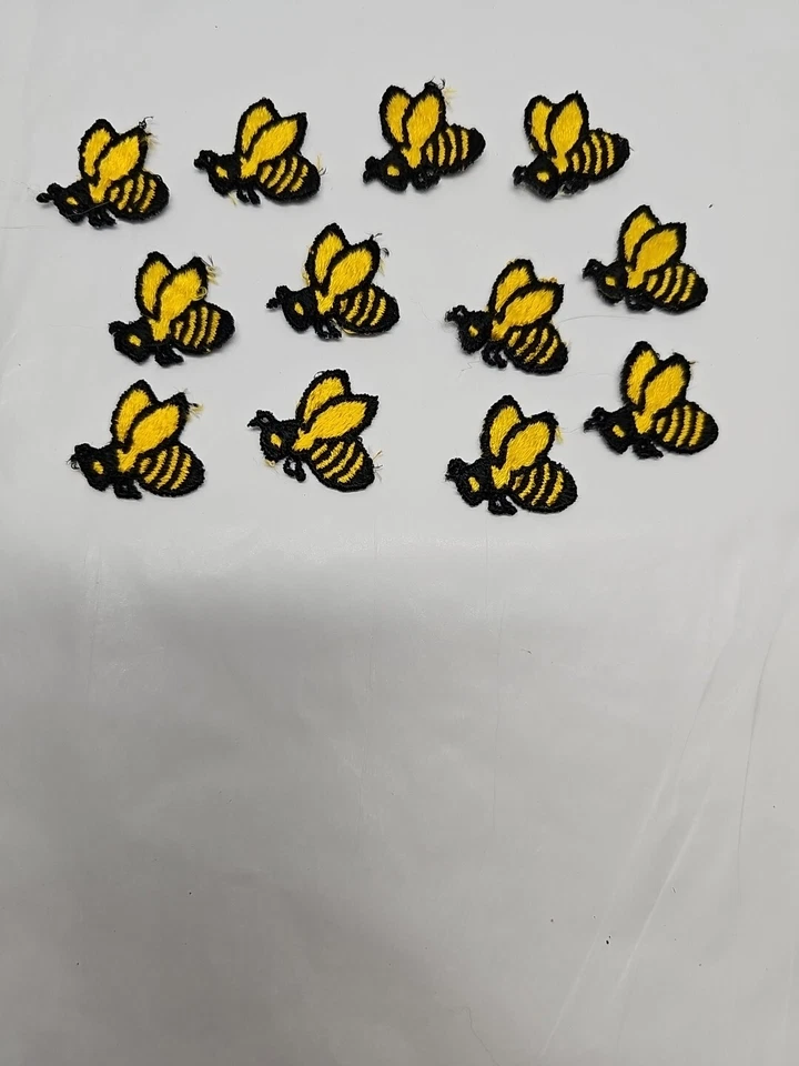 20  1” Iron-On Embroidered Honey Bees Applique Black Yellow Bee - Image 1 of 2