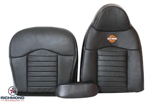 2000 Ford F-150 Harley - Driver Side Complete Leather Seat Covers Black/Orange - Picture 1 of 12