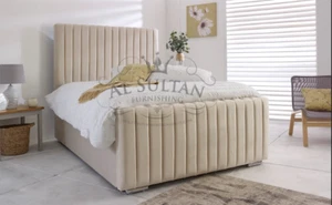 Timber PlushVelvet Upholstery Bumpy Frame Front Lift Up Single Ottoman Divan Bed - Picture 1 of 11