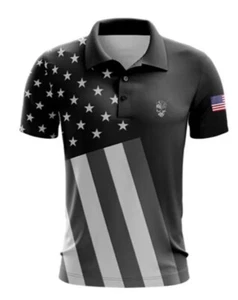 American Grunt Freedom On Polo Black XL Shirt Golf Guns New Flag USA Patriot - Picture 1 of 4