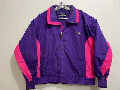 Chaqueta De Colección Blanca Sierra Púrpura Rosa Caliente Bloque Nylon Cremallera Completa Rompevientos Talla XL Foto 1 de 4