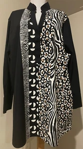 CHICOS Womens Animal Print Bouse Shirt Top - Sz 4 - 20 - Picture 1 of 6