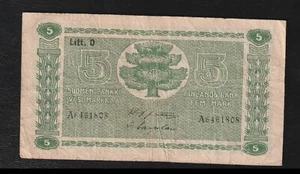 Finland, 5 Markkaa, 1939, P-69,  Banknote, Suomen Pankki / Finlands Bank - Picture 1 of 2