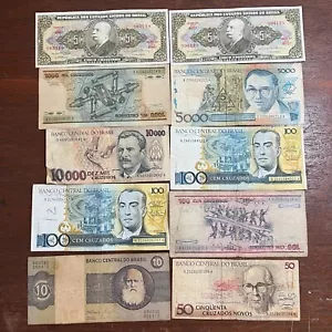 Lotto 10 banconote cartamoneta Brasile vecchie 065719 - Foto 1 di 2