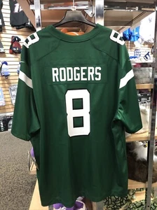 Aaron Rodgers #8 New York Jets Men's Game Engineered Jersey Green NWOT L New - Picture 1 of 4