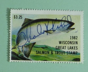 1982 Wisconsin Great Lakes Trout Salmon Fishing License Stamp...Free Shipping! - Picture 1 of 1