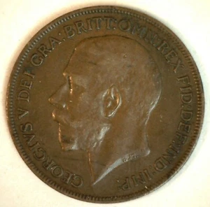 1922 Great Britain Bronze Penny 1c UK Coin Extra Fine Circulated George V Ruler - Picture 1 of 2