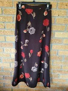 Vintage Byer California Brown Poppy Floral Midi Skirt, 90s Y2K Sz 7 - Picture 1 of 6