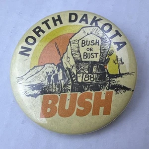 1988 George HW Bush for President 2,25" Pinback North Dakota Bush or Bust - Bild 1 von 3