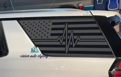 Se adapta a GMC Yukon 2021-2025 cuarto de ventana bandera americana ECG calcomanía latido del corazón Foto 1 de 4