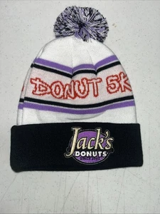 Cappello berretto Jack’s Donuts invernale pom berretto maglia viola bianco nero elasticizzato OSFA nuovo - Foto 1 di 2