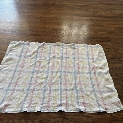 Manta de bebé de colección estilo baliza algodón pastel a cuadros tejido gofre hecha en EE. UU. 29x44" Foto 1 de 4
